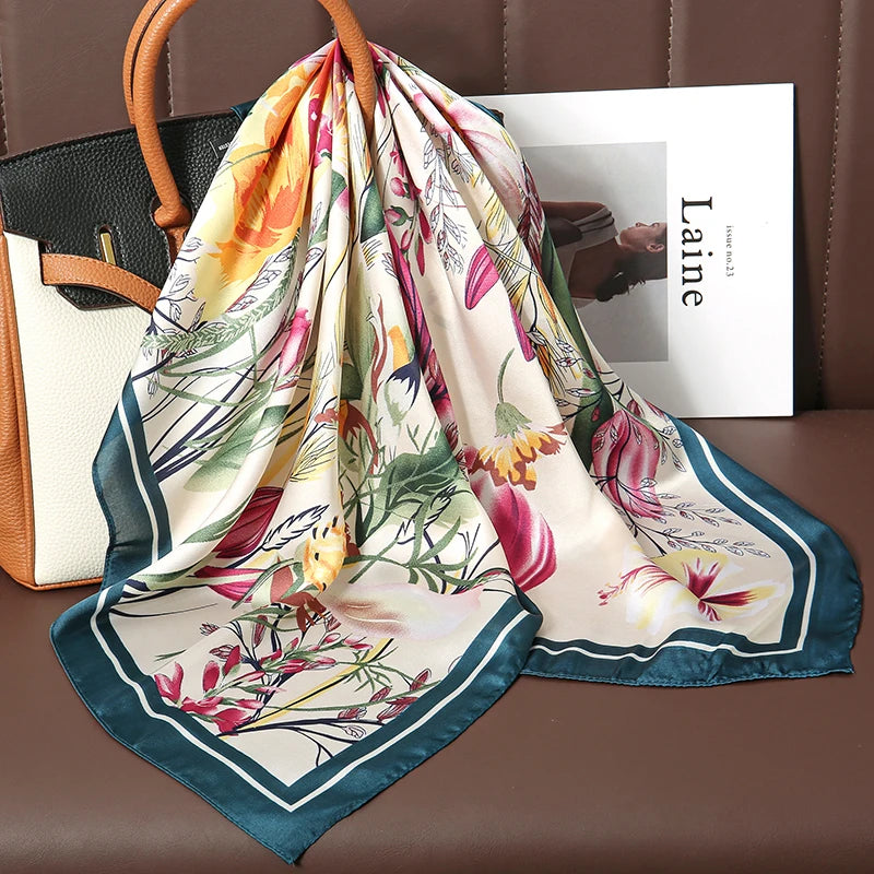 Luxury Print Satin Silk Square Scarfs
