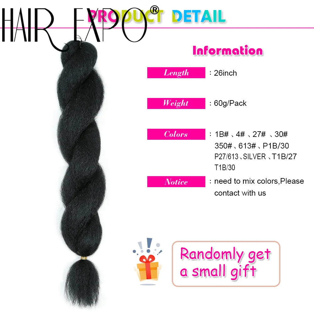 26Inch Yaki Straight Braiding Synthetic Hair - Various Colors Available