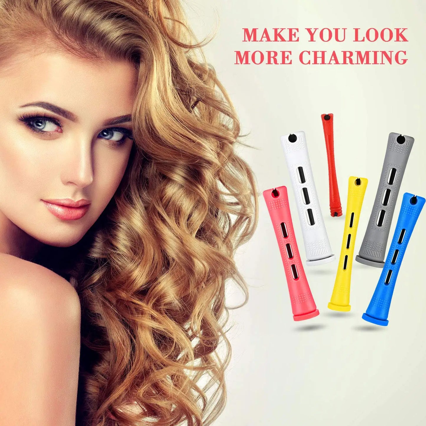72 Pieces Hair Perm Rods Set Short Plastic Perming Rod Cold Wave Rods 6 Sizes Hair Curling Rollers With 1 Piece Steel Hair Comb