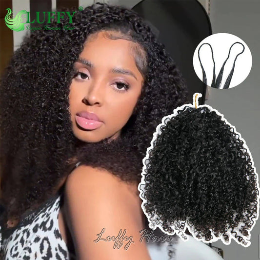 Kinky Curly Crochet Human Hair, Pre-Separated With Invisible Micro Loop