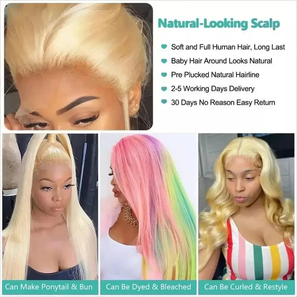 Straight Blonde HD Transparent Frontal Lace Human Hair Wig