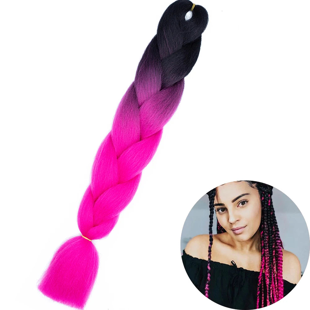 24" Synthetic Yaki Jumbo Braiding Hair - Various Colors Available