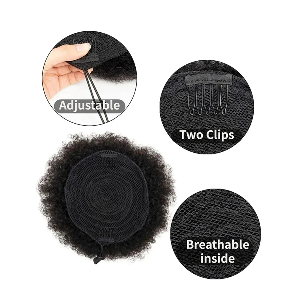 2Pcs Afro Puff Drawstring Ponytail, Synthetic Hair
