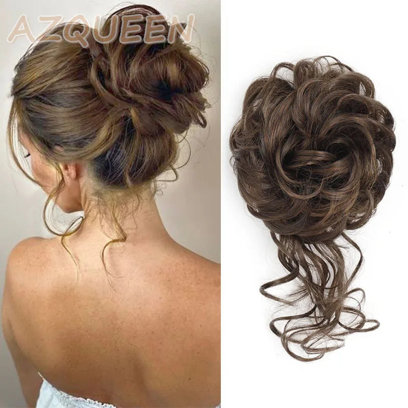 Synthetic Culrly Messy Ponytail Updo Bun with Elastic Band/Scrunchy