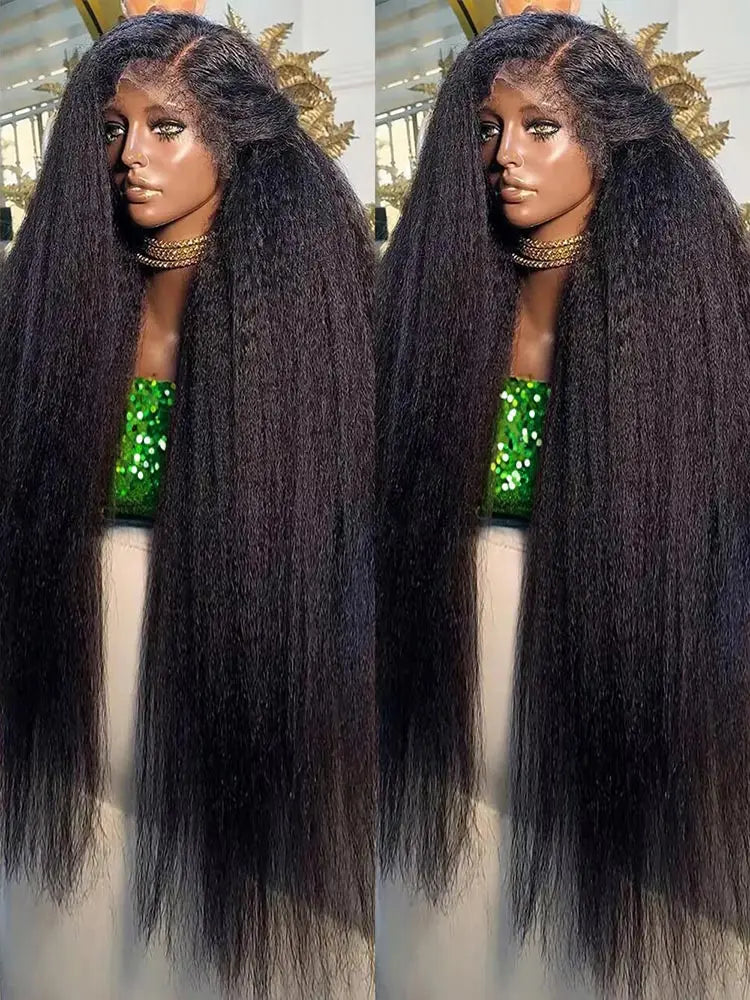 Kinky Yaki Straight - Pre Plucked HD Lace Front Human Hair Wig