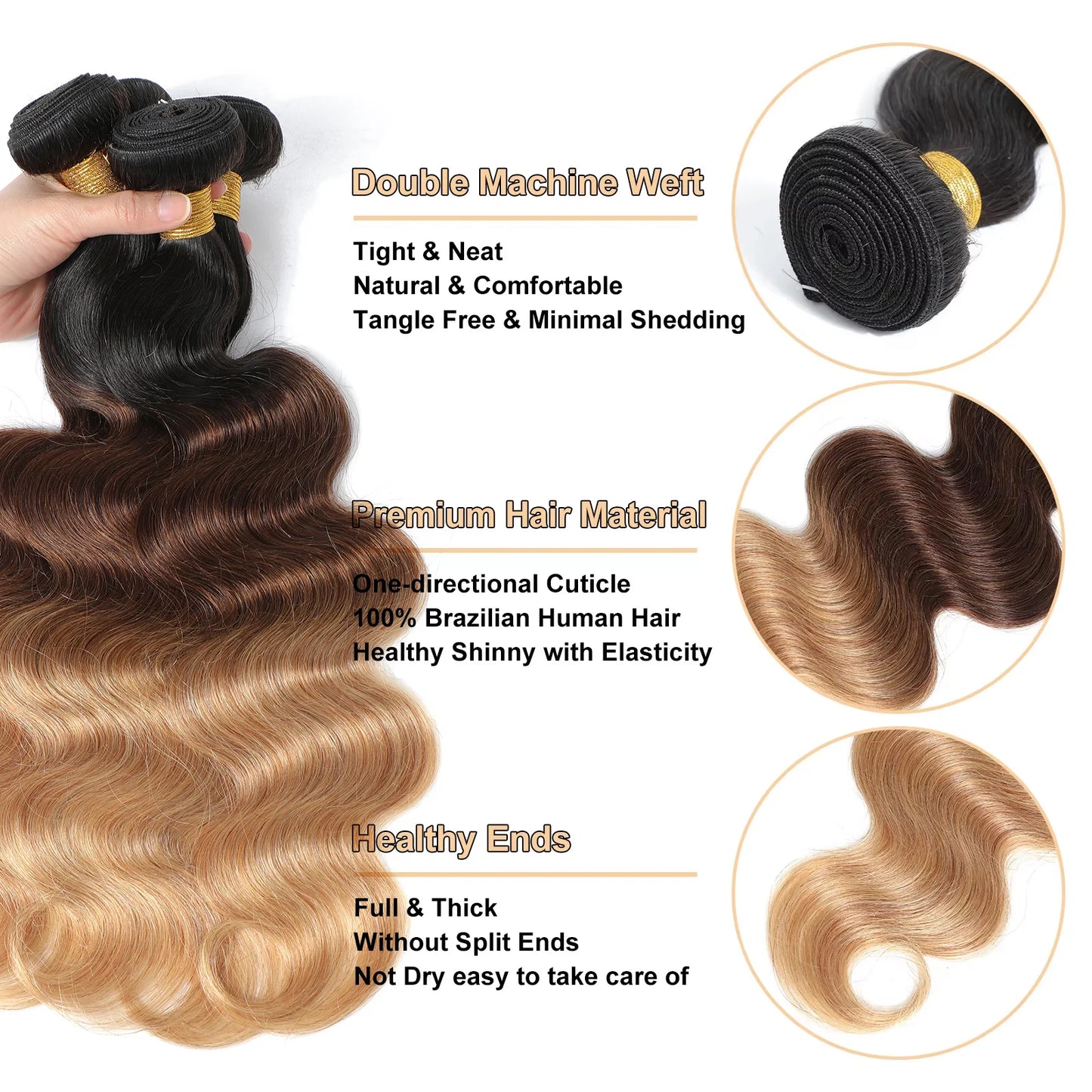Ombre Body Wave 100% Unprocessed Virgin Brazilian Human Hair