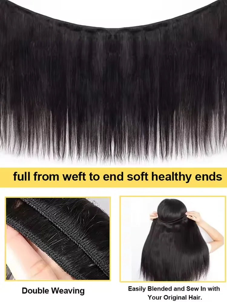 30 40 Inch Bone Straight 100% Bundles Deal Brazilian Virgin Human Hair