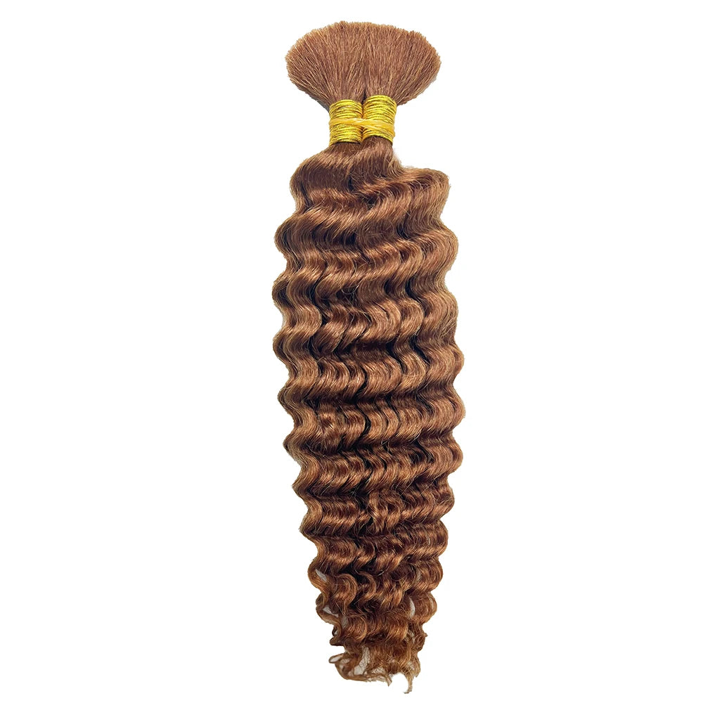 Deep Wave Unprocessed Human Hair for Braiding With No Weft (Boho Braiding) Various Colors & Lengths Available