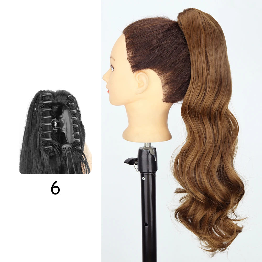 Synthetic 24" Long Wavy Claw Clip On Ponytail