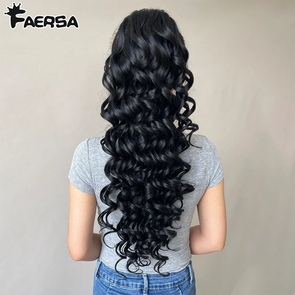 24inch Synthetic Drawstring Curly Ponytail With secure Clip