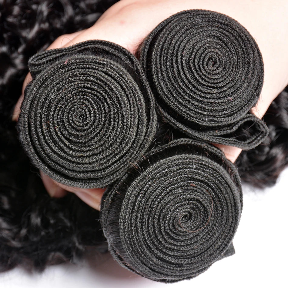 Kinky Curly Hair Raw Indian Hair Bundles In Natural Color