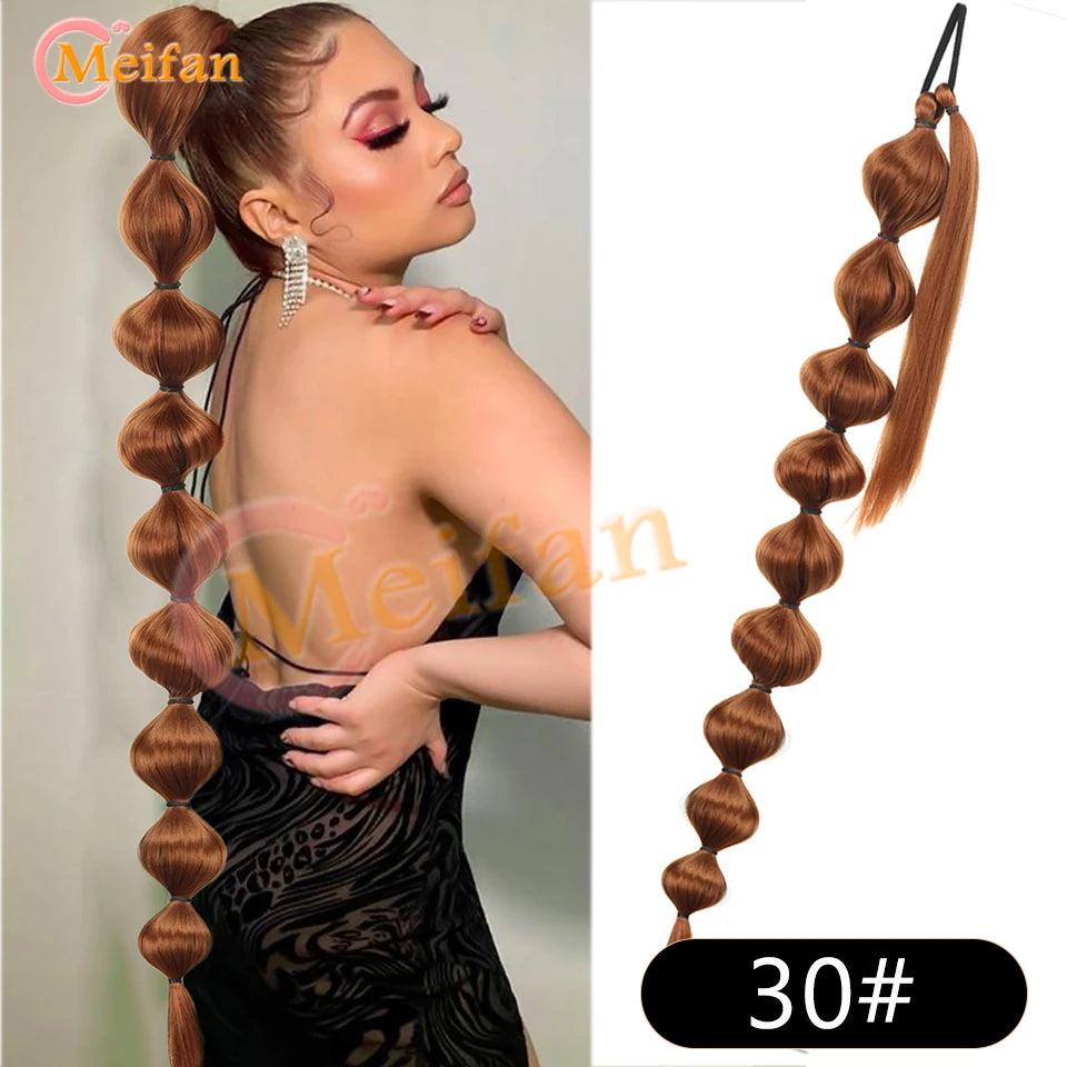 Synthetic Long Bubble Braid Wrap Around Ponytails