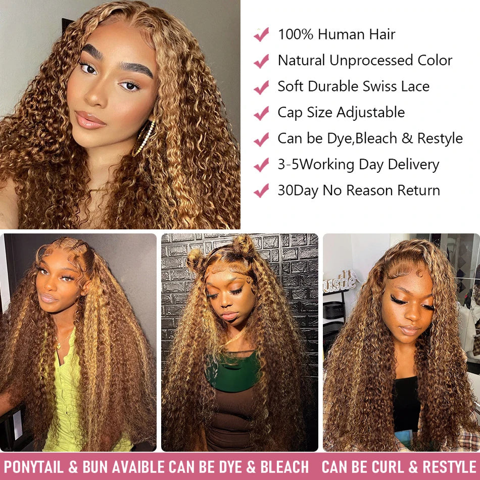 Deep Wave Ombre Highlight - Glueless Lace Frontal Human Hair Ready To Wear Wig
