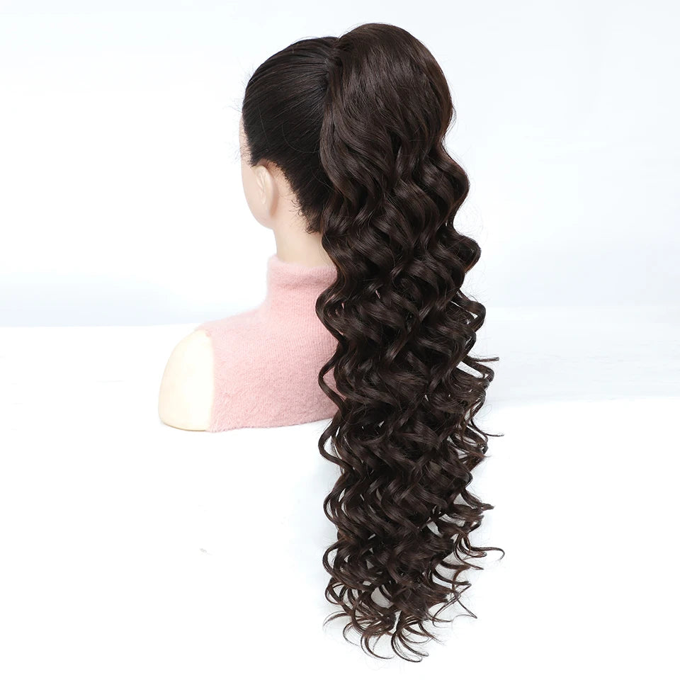 24inch Synthetic Drawstring Curly Ponytail With secure Clip