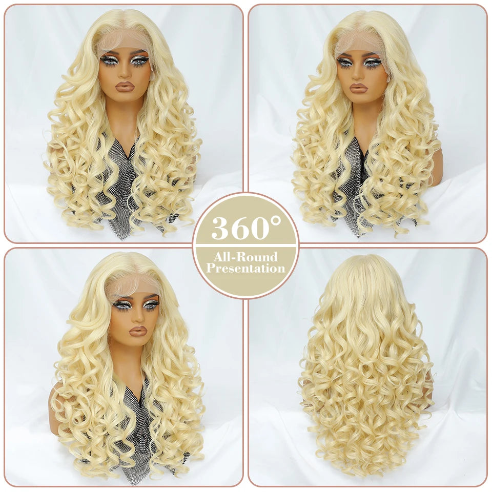 Curly Pre-Plucked Baby Hair Synthetic Lace Front Wigs - Various Colors Available