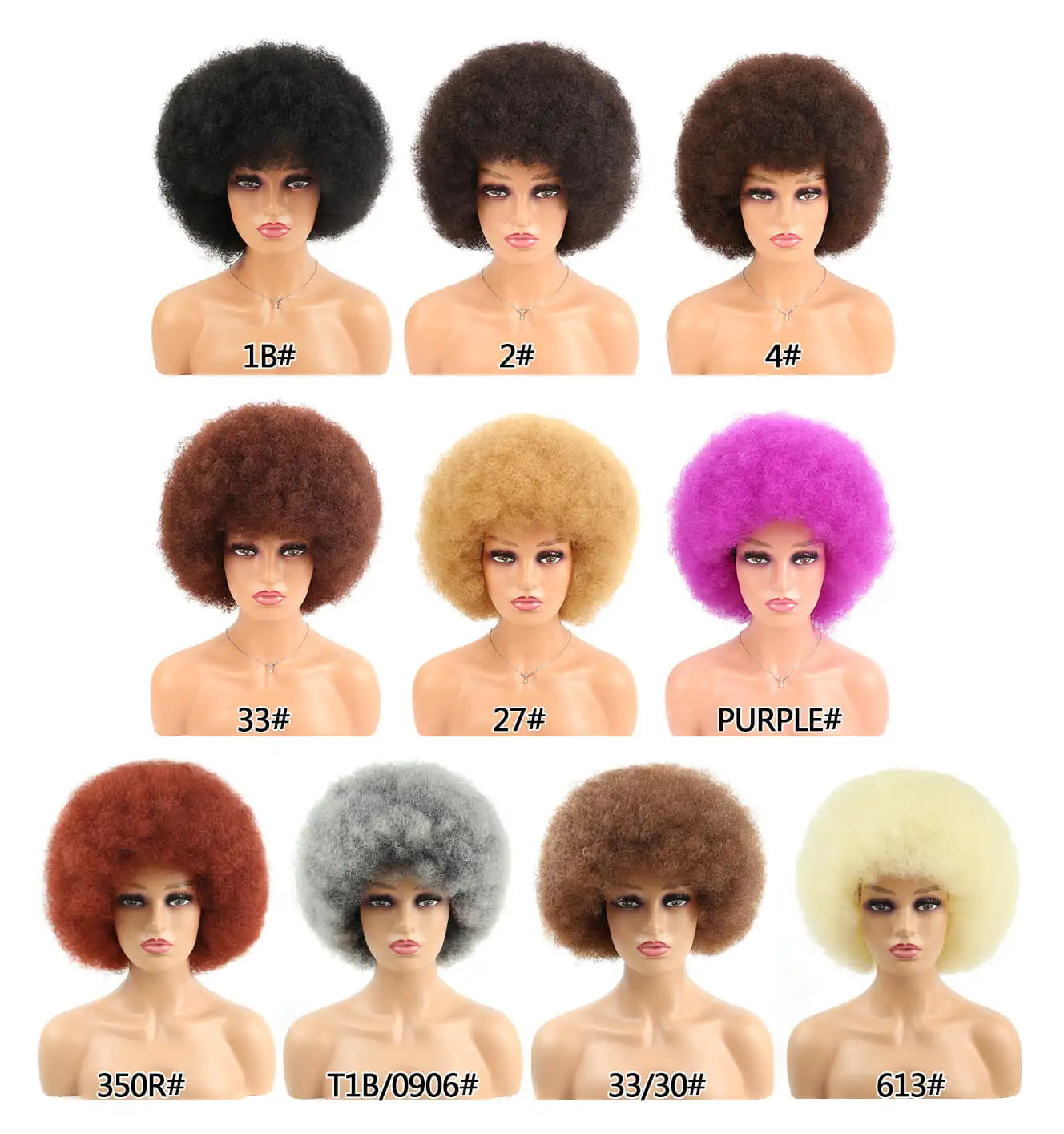 Synthetic Afro Kinky Curly Wigs - Various Colors Available