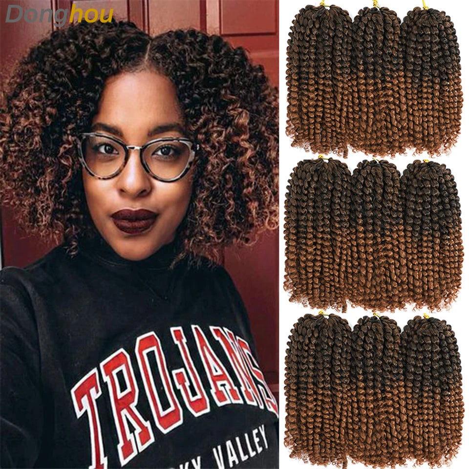 8 Inch Curly Passion Twist Synthetic Crochet Hair - Various Colors Available