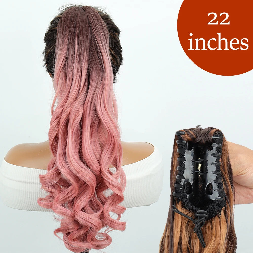 Synthetic Long Straight Claw Clip On 24Inch Ponytail