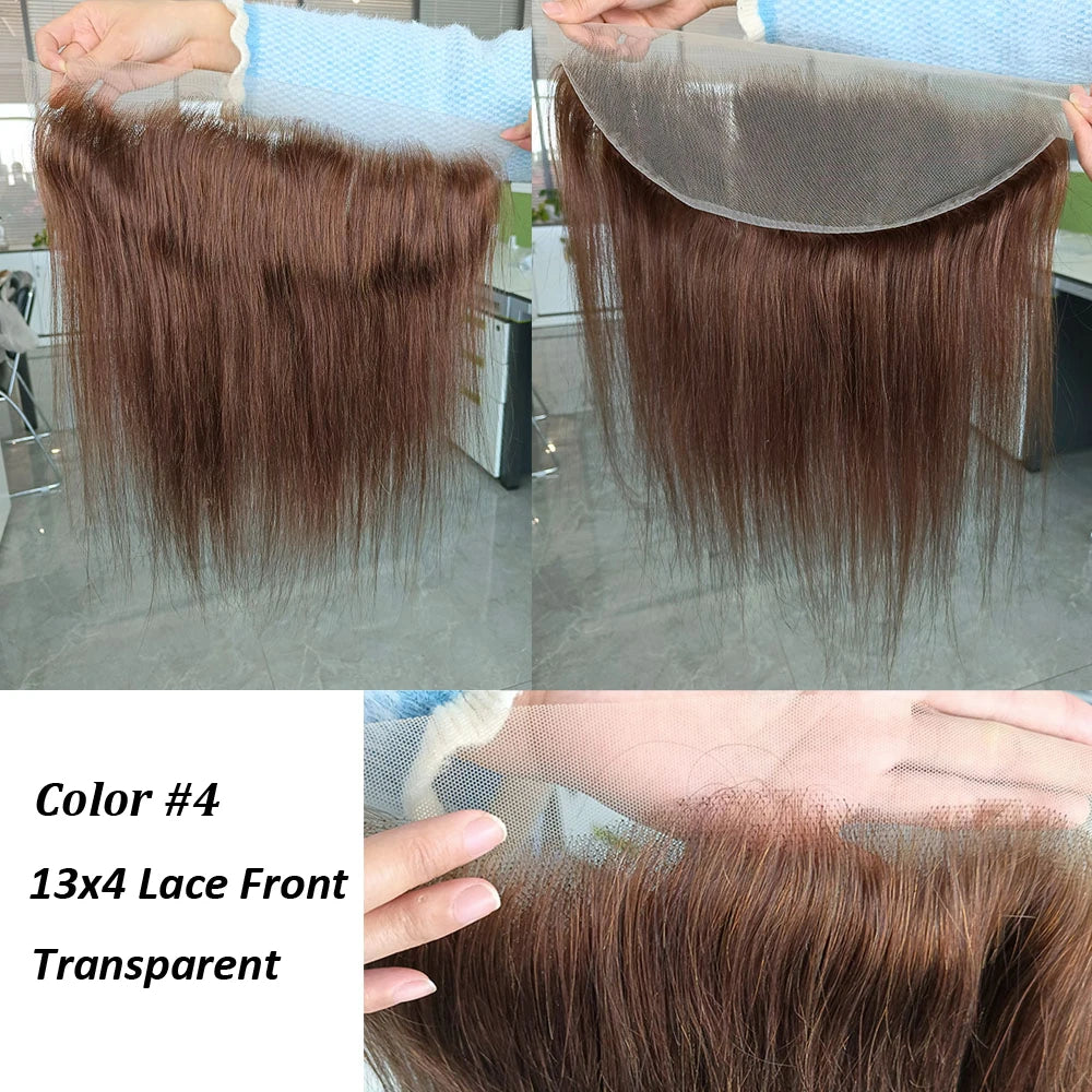Transparent Lace Frontal Human Hair With Baby Hair #4 Color T- Various Options Available