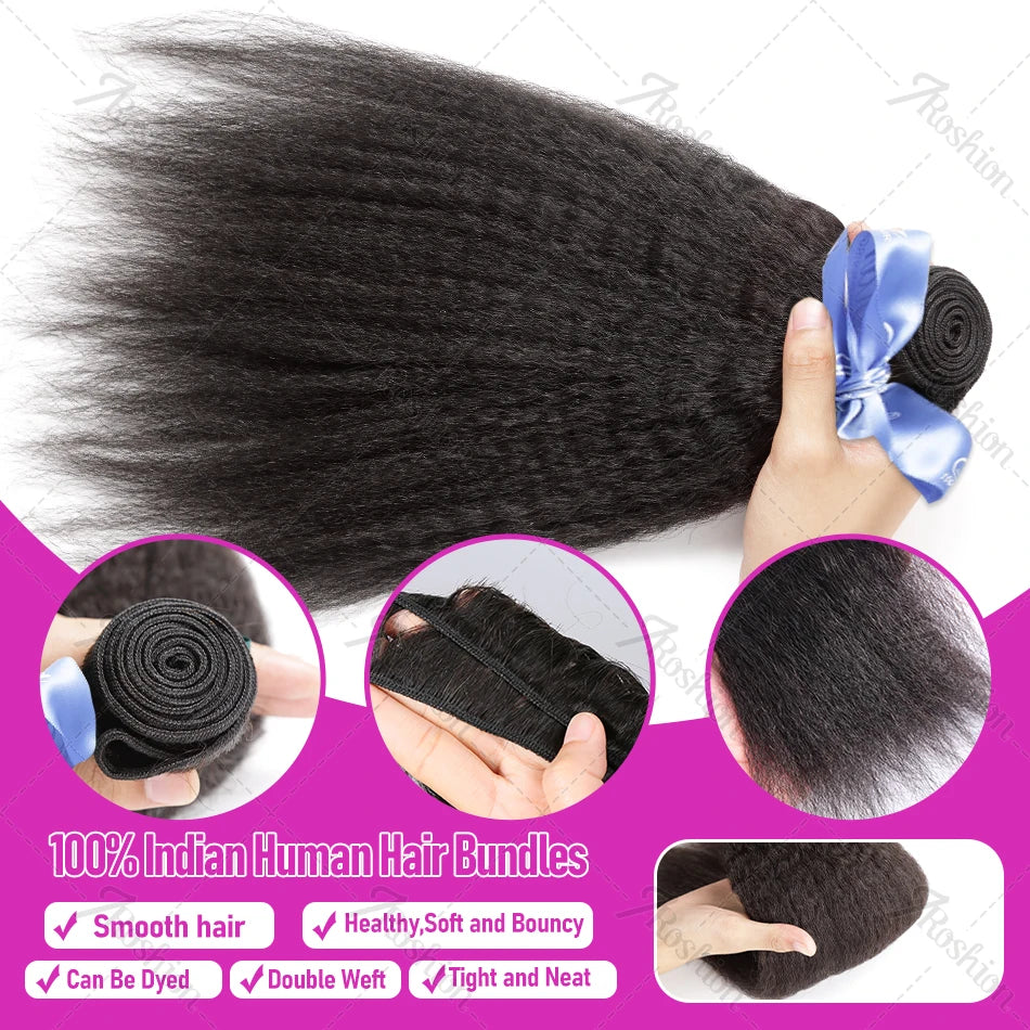 Yaki Straight Indian Raw Virgin Unprocessed 100% Human (3) Bundles