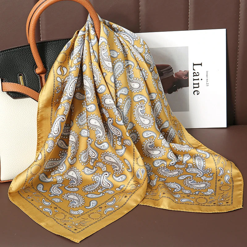 Luxury Print Satin Silk Square Scarfs