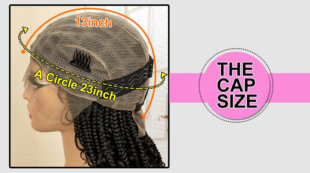 14 Inches Short Box Braided Full Lace Synthetic Boho Wigs  - Various Colors Available