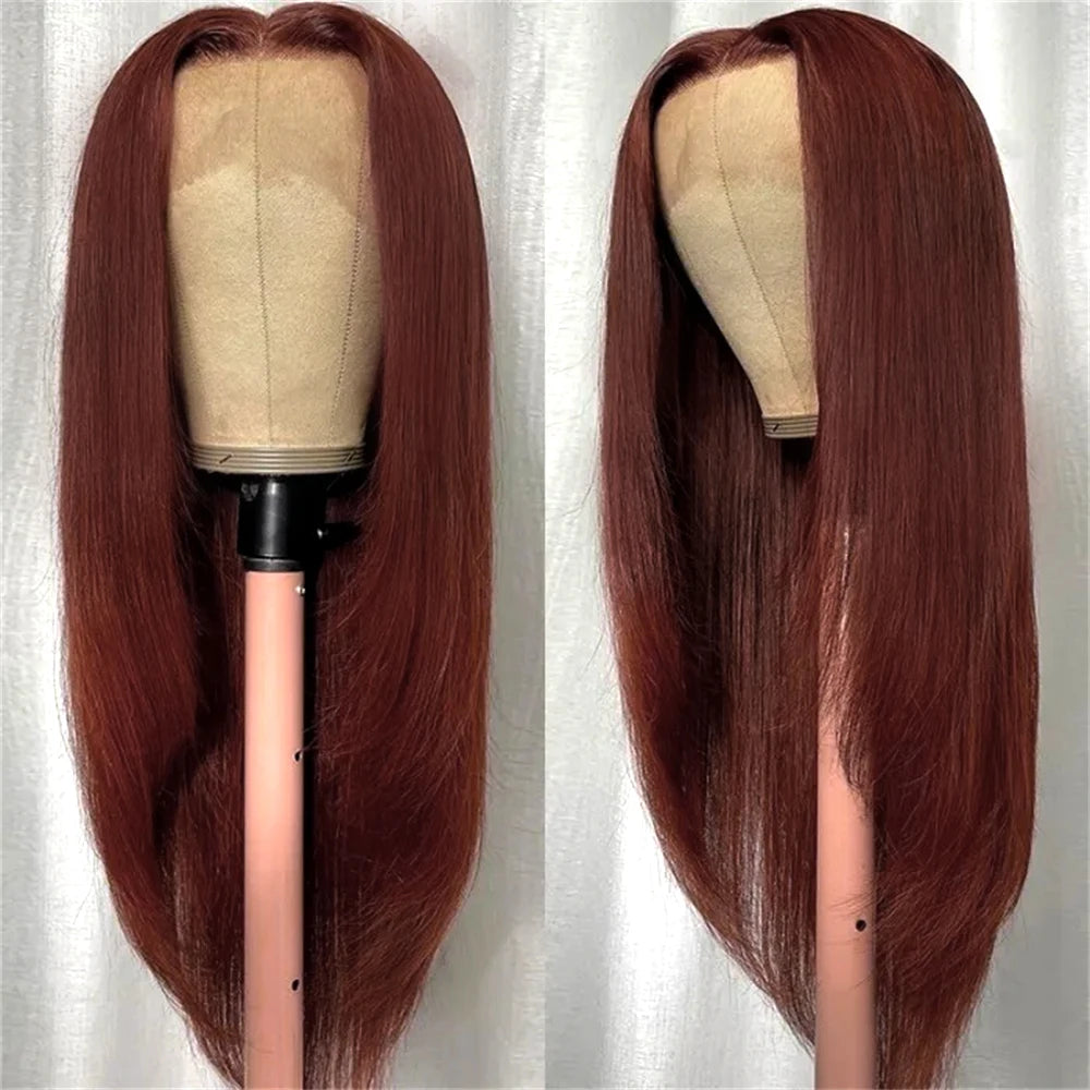 Copper Red Layered Cut Synthetic Lace Front Wig