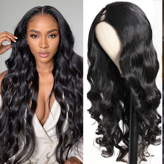 U & V Part Body Wave Human Hair Wigs