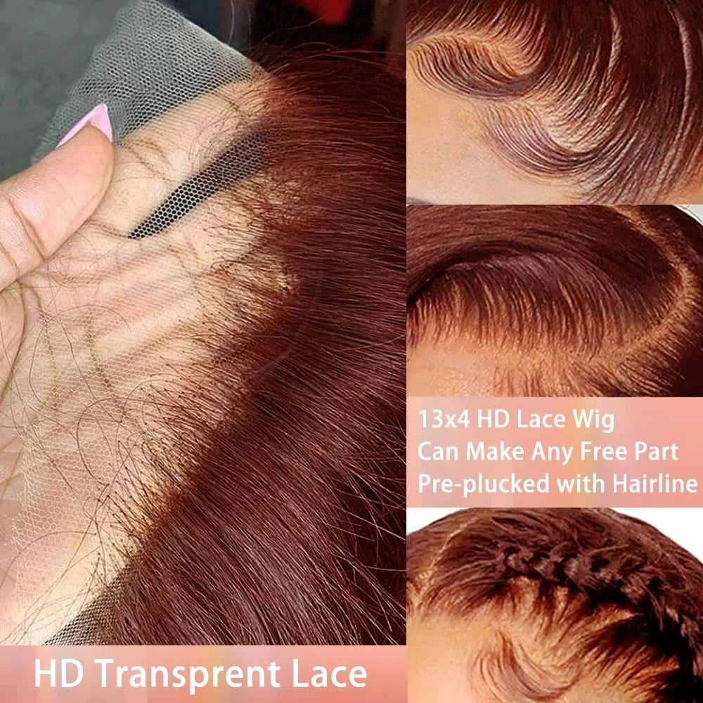 Copper Red Layered Cut Synthetic Lace Front Wig