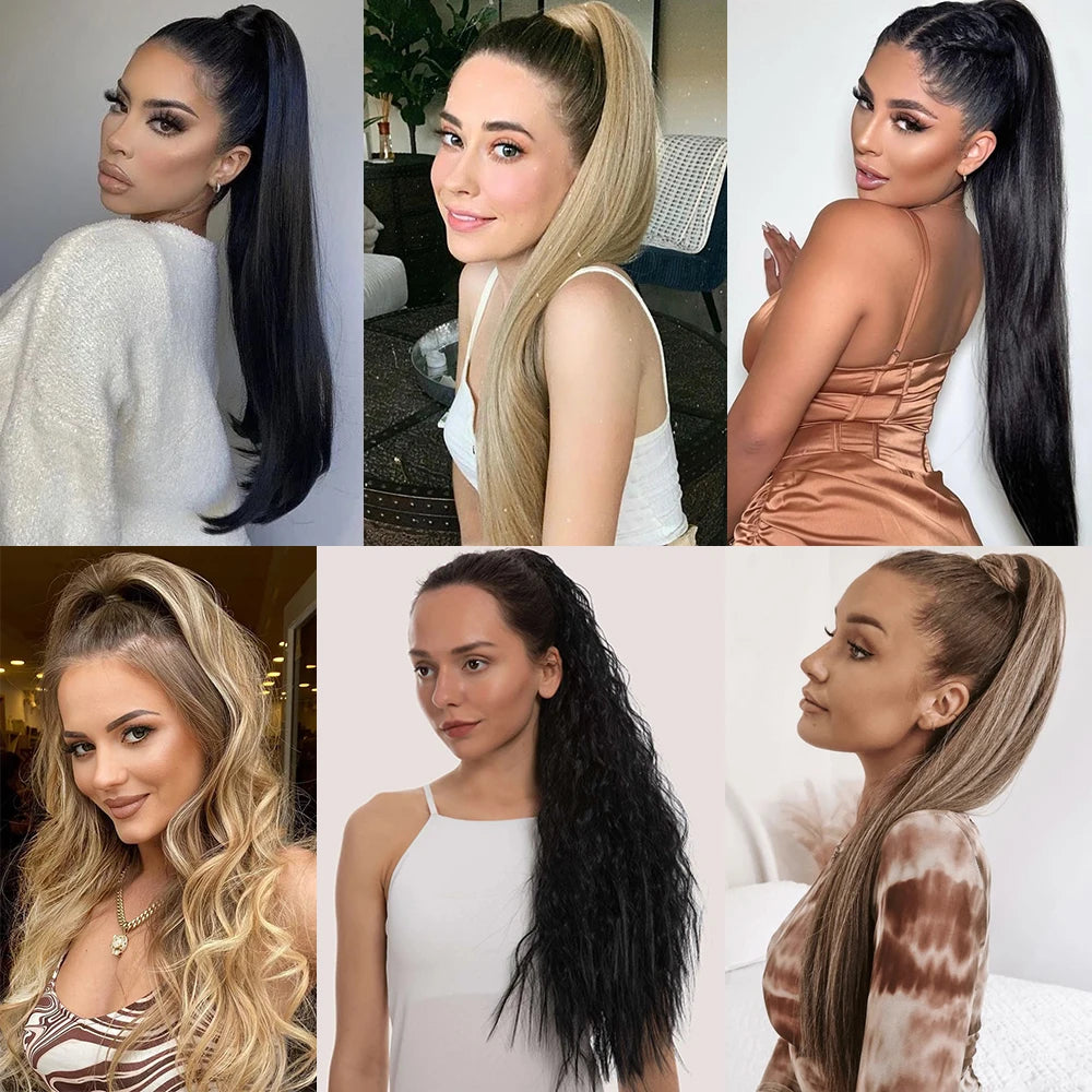 Synthetic Long Straight Claw Clip On 24Inch Ponytail