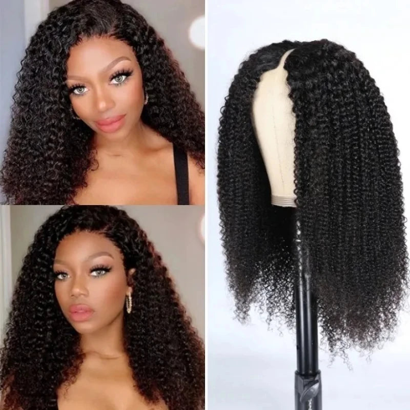 Kinky Curly V Part Human Hair Wig