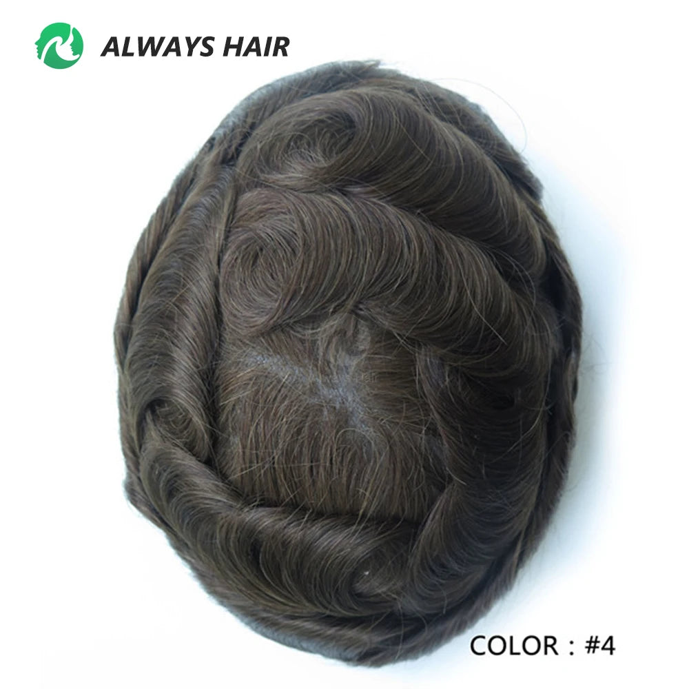 130% Density Indian Human Hair 0.10-0.12 Thickness Skin Men's Capillary Prothesis - Various Options Available