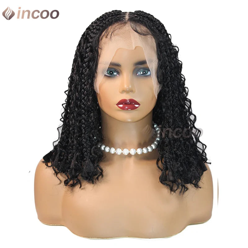 12" Short Bob Boho Goddess Braided Synthetic 360 Full Lace Front Synthetic Wig