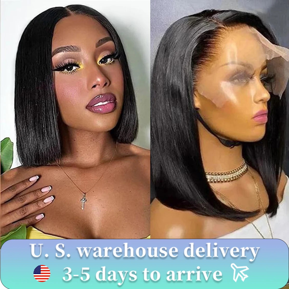 Brazilian Bone Straight Bob - Pre Plucked HD Transparent Lace Human Hair Glueless Wig