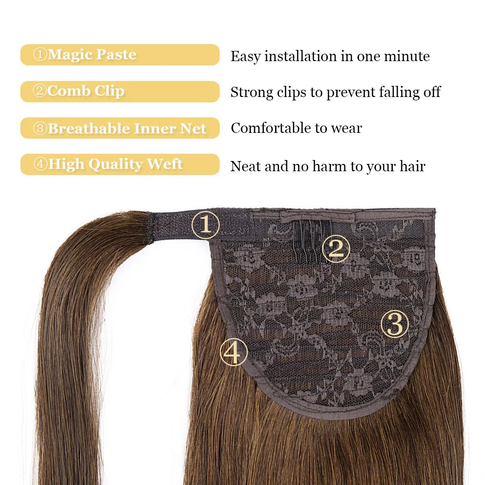 Straight Human Hair Wrap Around Ponytails - Various Options Available