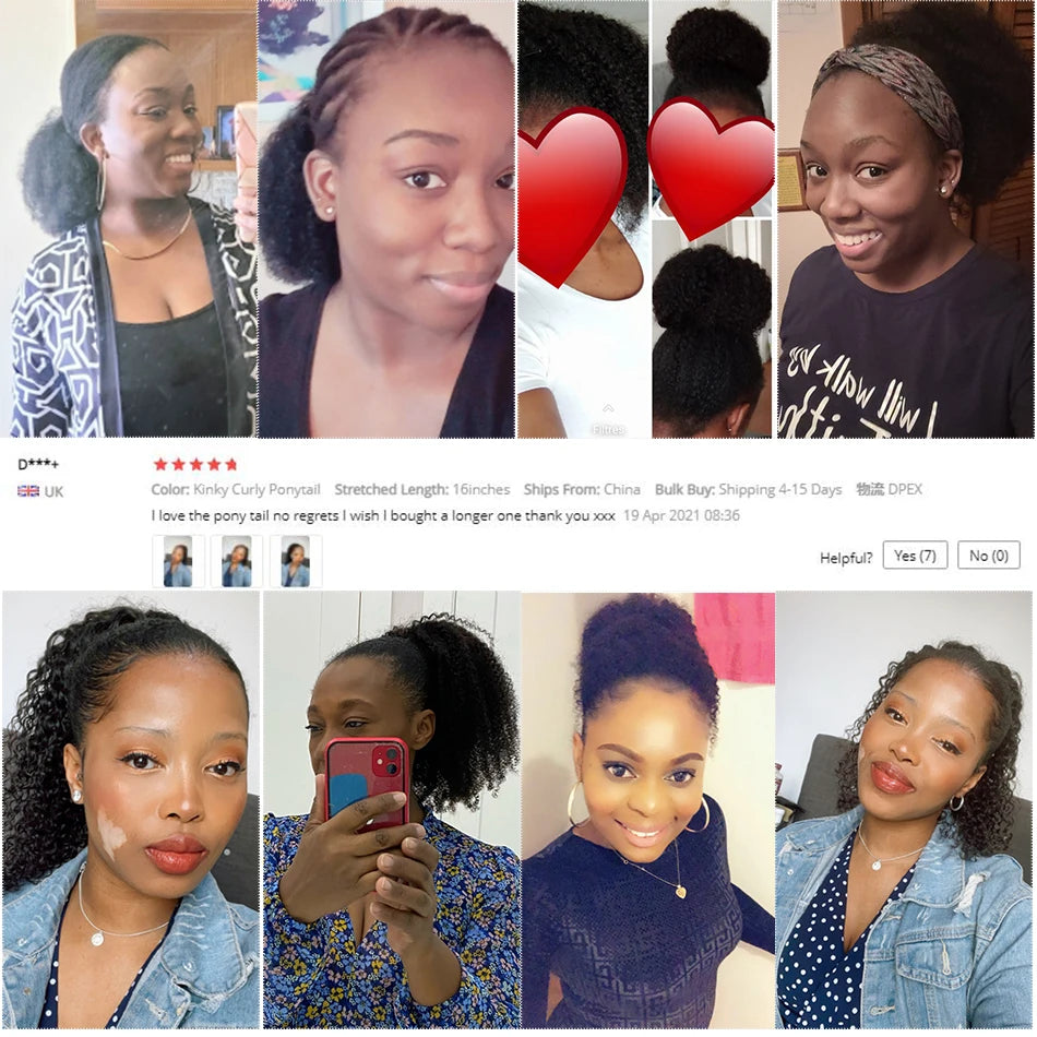 Afro Kinky Curly Drawstring Human Hair Ponytail