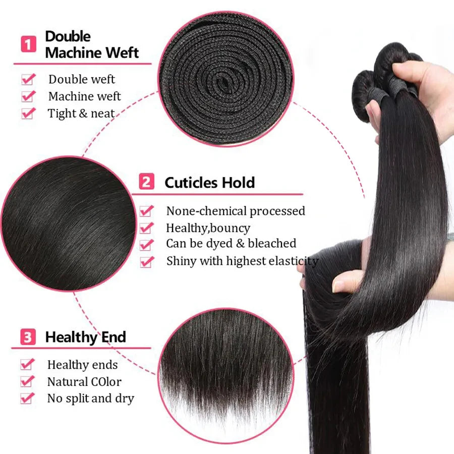 Silky Straight 100% Human Hair Bundles