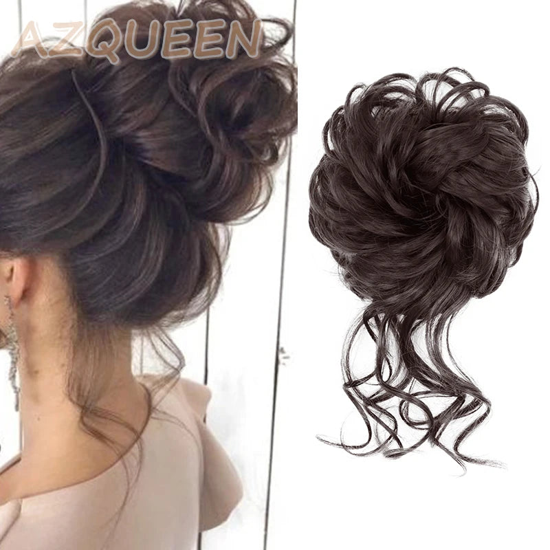 Synthetic Culrly Messy Ponytail Updo Bun with Elastic Band/Scrunchy
