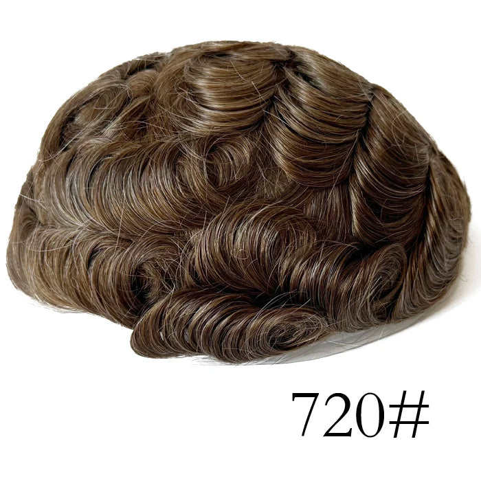 0.08mm Thickness PU Poly Base Double Knotted Toupee Human Hair - Capillary Prothesis