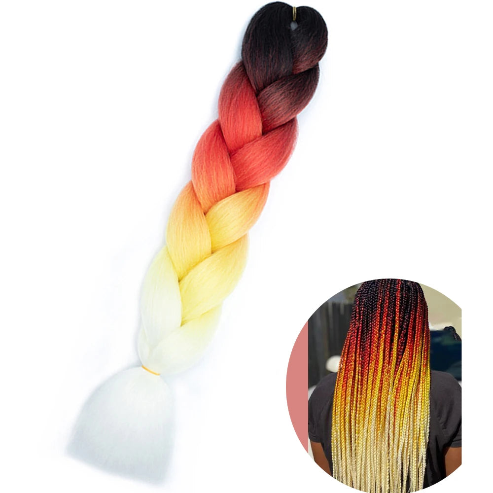 24" Synthetic Yaki Jumbo Braiding Hair - Various Colors Available