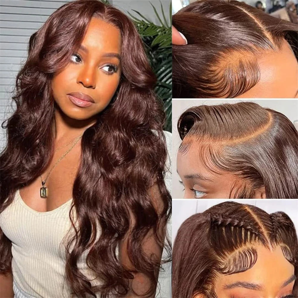 Brazilian Chocolate Brown Body Wave - Gluless HD Preplucked Lace Frontal Human Hair Wig