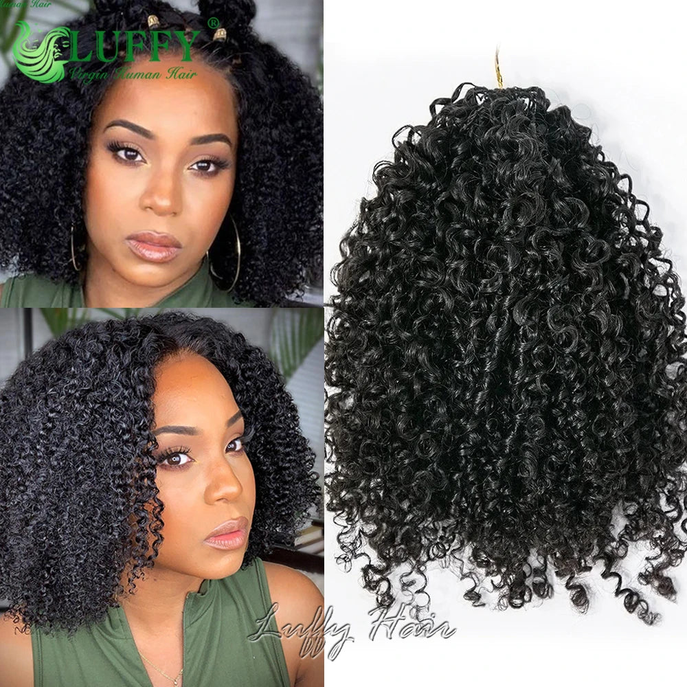 Kinky Curly Crochet Human Hair, Pre-Separated With Invisible Micro Loop