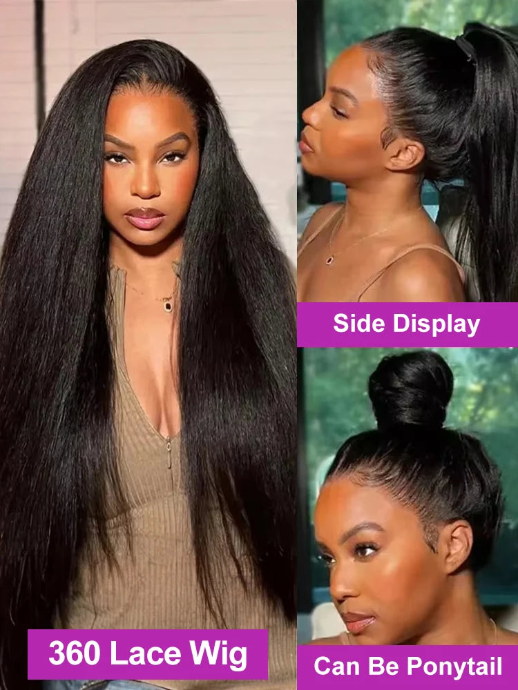 Kinky Yaki Straight - Pre Plucked HD Lace Front Human Hair Wig