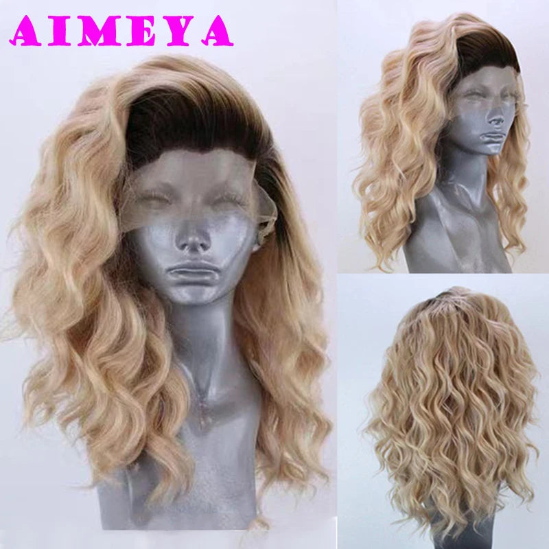 Water Wave Short Synthetic Lace Front Wigs - Various Colors Available
