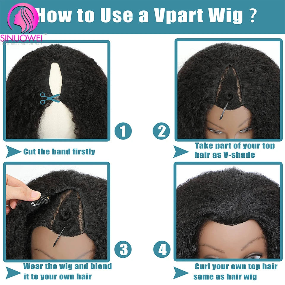 Straight Highlight V Part Human Hair Wig