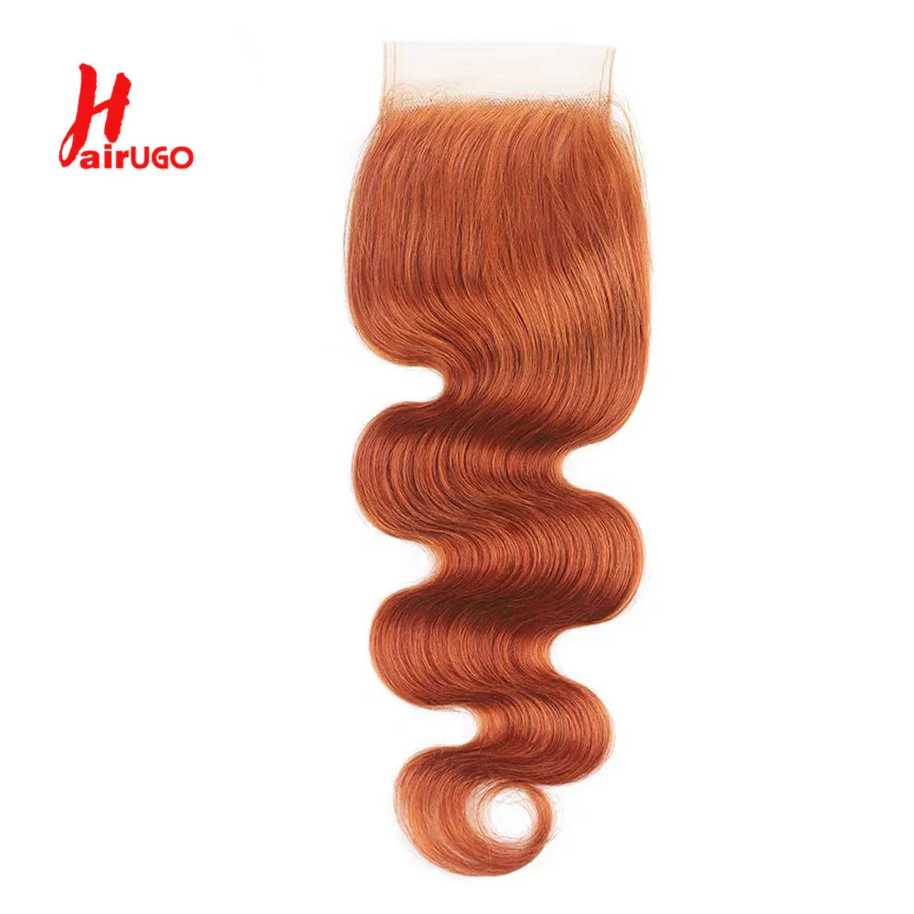 Ginger Orange HairUGo Brazilian Human Hair Lace Closures With Baby Hair - Various Options Available