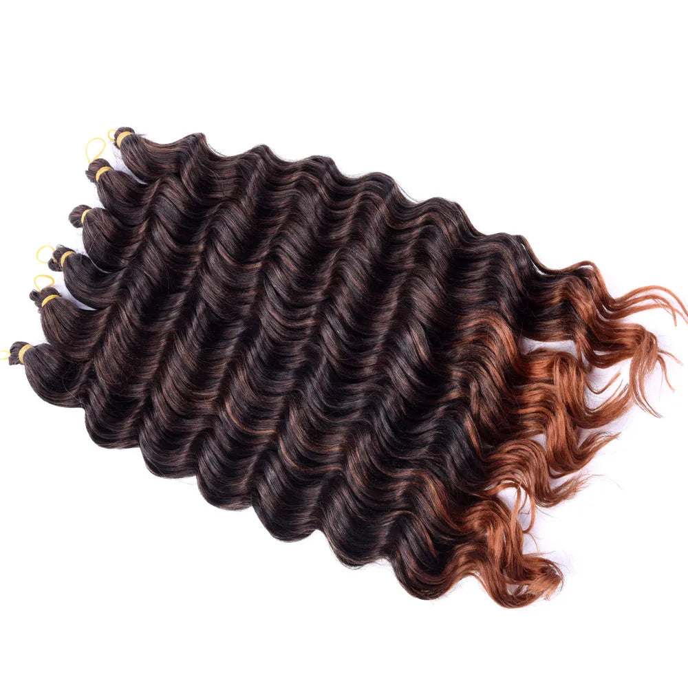 Ombre Deep Water Wave Bulk Crochet Synthetic Hair - Various Colors Available