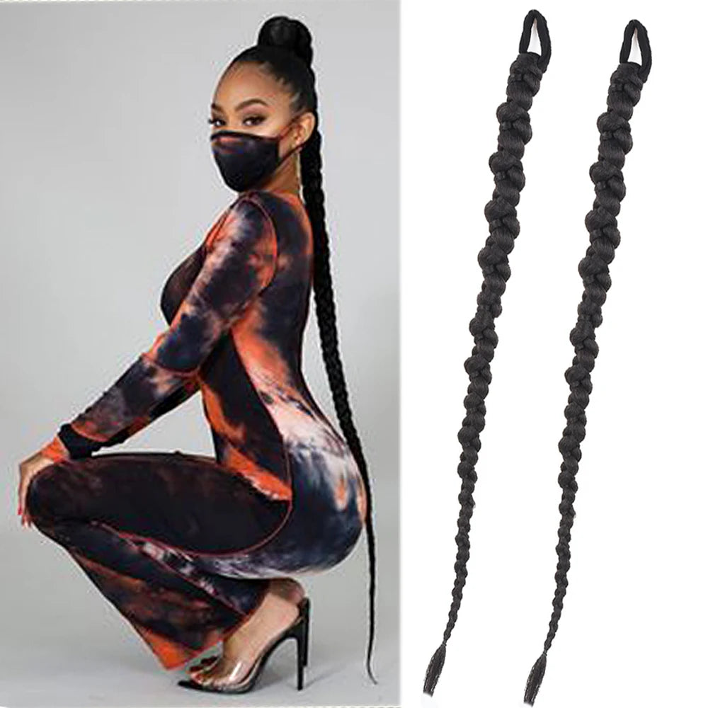 French Twist Braided Synthetic Chignon Ponytail With Hair Tie