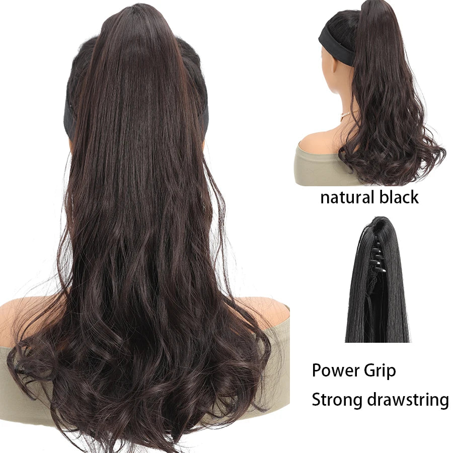 Synthetic Claw Clip In Short Curly Ponytails