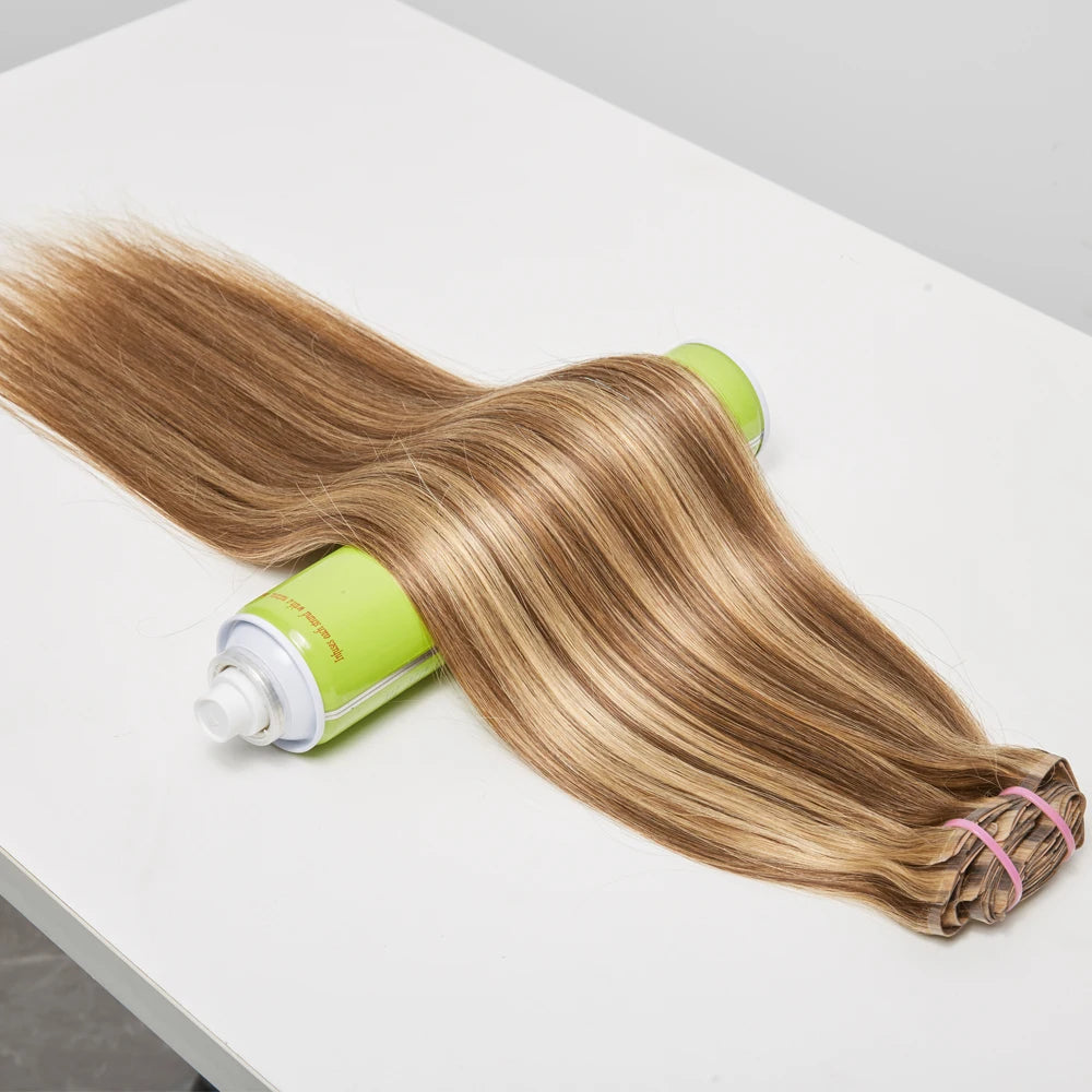 Straight Ombre Highlight Clip-in Human Hair Extensions 9pcs
